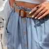 Women's Beau Blue High Waist Denim Maxi Skirt with Button Front and Side Pockets - Image 5