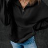 Women's Black Zip-Up Stand Neck Kangaroo Pocket Sweatshirt - Image 5