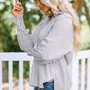 Women's Oversized Smocked Cuffed Striped Boyfriend Shirt with Pocket - Image 3