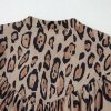 Women's Light French Beige Oversized Leopard Print Balloon Sleeve Casual Shirt - Image 16