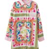 Women's Multicolor Boho Floral Print Buttoned Long Sleeve Shirt Dress - Image 13