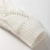 Women's Beige Hollow Out Knit Drop Shoulder V Neck Sweater - Image 11