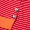 Orange Stripe Plus Size Drop Shoulder Long Sleeve Buttoned Decor Top - Image 6