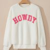 Women's Beige Sherpa HOWDY Patched Pullover Sweatshirt for Cozy Fall Style - Image 6