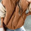 Women's Buckskin Corduroy Colorblock Bomber Jacket - Image 7