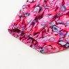 Women's Pink Abstract Print Puff Sleeve V Neck High Waist Romper for Summer Vacations - Image 8