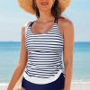 Women's Blue Stripe Drawstring Tummy Control 2-Piece Tankini Swimsuit - Image 13