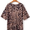 Women's Brown Leopard Print V Neck Half Sleeve Oversized Tee - Bold & Chic - Image 9