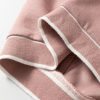 Women's Pink Stripe Contrast Trim V Neck Buttoned Front Pocketed Knit Cardigan - Image 9