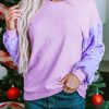 Women's Orchid Petal Sequin Patchwork Long Sleeve Pullover Top - Stylish and Versatile - Image 7