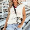 Women's White Vintage Game Day Sweater Vest - Image 8