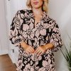 Black Plus Size Floral Printed Puff Sleeve Maxi Dress for Women - Image 4