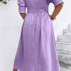 Wisteria Swiss Dot Smocked Frilled Neckline Short Sleeve Plus Size Maxi Dress - Image 2