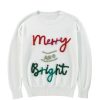 Women's White Tinsel Merry and Bright Graphic Christmas Sweater - Image 22