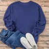 Women's Navy Blue Drop Shoulder Crewneck Pullover Sweatshirt - Cozy & Casual - Image 9