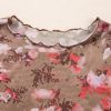 Women's Red Floral Print Sheer Mesh Long Sleeve Top - Elegant and Stylish - Image 10