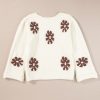 Women's White Colorblock Floral Pattern Long Sleeve Sweater - Image 14