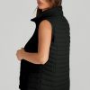 Women's Sleek Black Plush Quilted Zip Puffer Vest - Image 2