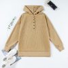 Women's Simply Taupe Oversized Hoodie - Chic Ribbed Knit with Buttoned Design - Image 8