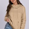 Women's Parchment Zipped Pocket Cozy Drawstring Hoodie - Stylish and Comfortable - Image 2