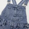 Women's Sail Blue Denim Bib Straight Leg Jumpsuit with Pockets - Image 18