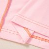 Women's Light Pink Lace Patchwork V Neck T-Shirt with Exposed Seams - Image 10