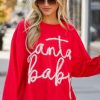 Women's Fiery Red Santa Baby Tinsel Graphic Oversize Sweatshirt - Image 11