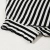 Women's Black Stripe Batwing Sleeve Oversized Crewneck Top - Trendy Casual Wear - Image 9