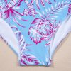 Sky Blue Plus Size Floral Print Twisted High Waist Bikini Set for Women - Image 18