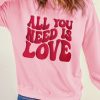 Women's Pink 'All You Need Is Love' Valentine's Slogan Graphic Sweatshirt - Image 7