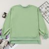 Grass Green Fleece Lined Drop Shoulder High Low Sweatshirt for Women - Image 4