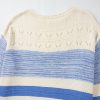 Women's Light Blue Open Stitch Puff Sleeve Sweater - Image 7