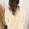 Women's Beige Splicing Round Neck Pullover Sweatshirt - Image 3