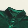 Elegant Green Long Sleeve Ruffle Velvet Button Up Mini Dress - Image 13