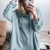 Women's Iceland Blue Ruffled Hem Loose Fit Tunic Hoodie - Image 3