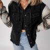 Women's Black Plaid Sleeve Hooded Denim Jacket - Stylish Fall Outerwear - Image 8