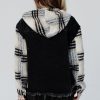 Women's Black Plaid Sleeve Hooded Denim Jacket - Stylish Fall Outerwear - Image 10