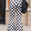 High-Rise Flared Pants with Black Checkerboard Print - Image 3