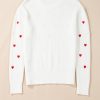 Women's White Heart Shape Drop Shoulder Round Neck Sweater - Festive and Casual - Image 7