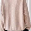 Women's Oatmeal Textured Colorblock Edge Buttoned Collar Sweatshirt - Image 3