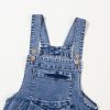 Women's Light Blue Mineral Wash Wide Leg Denim Overalls with Adjustable Buttoned Straps - Image 14