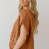 Women's Camel Round Neck Textured Knit Sweater Vest for Casual and Formal Wear - Image 3