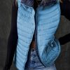 Women's Sky Blue Plush Collared Quilted Zipped Puffer Vest for Winter Style - Image 10