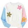 Women's Multicolor Floral Embroidered Colorblock Fuzzy Drop Shoulder Sweater - Image 17