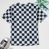 Women's Black Western Fashion Checkerboard Print Side Split T-Shirt - Image 15