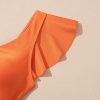 Elegant Orange Ruffle Sleeve Tricolor Cutout Front Ring One Piece Swimsuit - Image 30