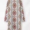 Women's Brown Aztec Open Front Long Cardigan - Western Style - Image 6