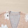 Women's Smoke Gray Floral Print V Neck Knitted Button Up Cardigan - Image 7