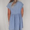 Beau Blue Cap Sleeve High Waist Denim Babydoll Dress for Women - Image 2