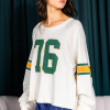 Women's White Number 76 Printed Retro Sporty Long Sleeve Top - Image 7